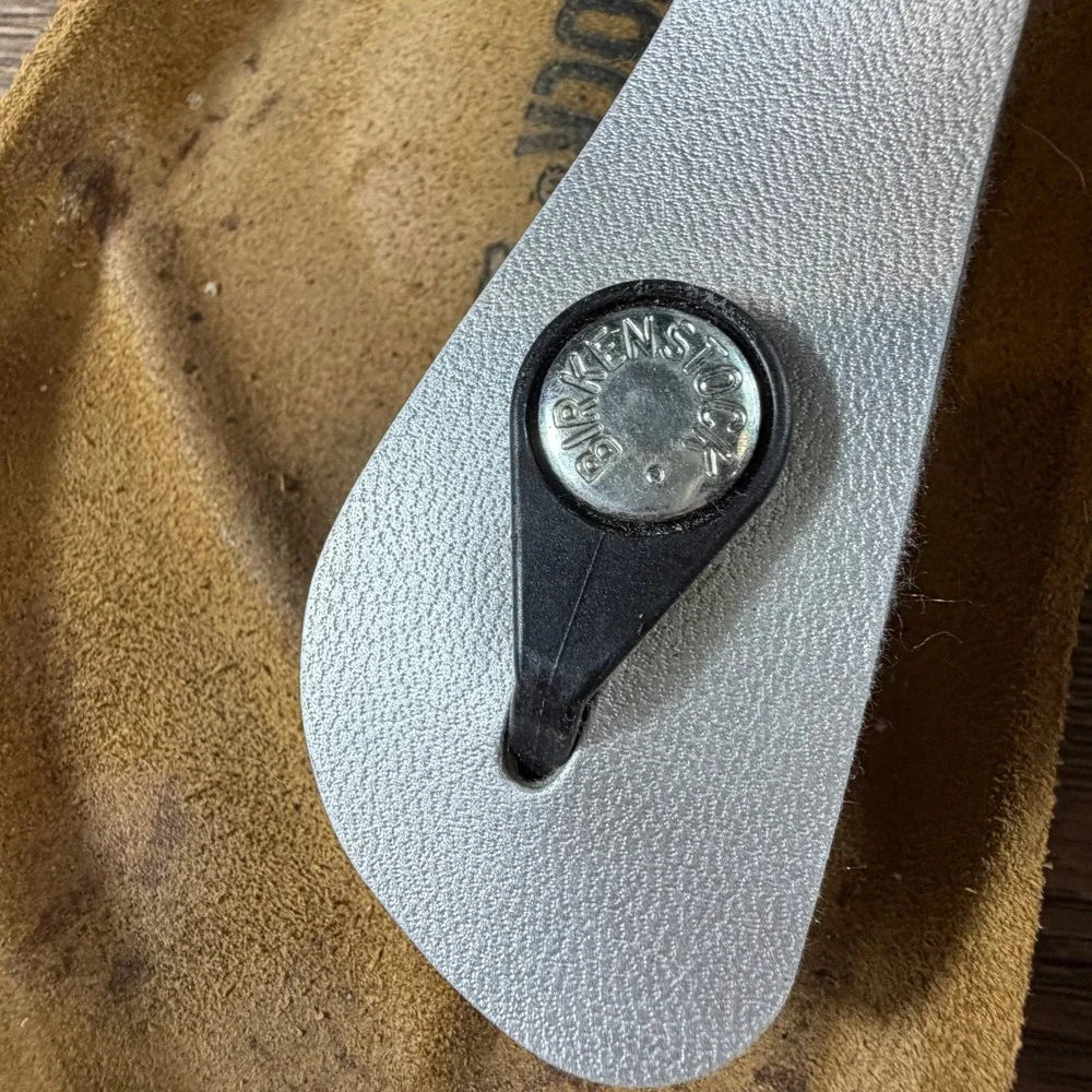 Birkenstock Gizeh Silver Metallic Birko-Flor Thong Sandals Womens 37 L6 M4